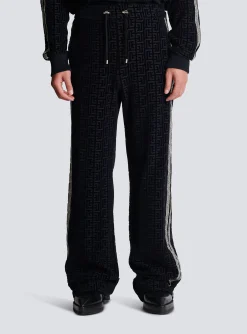 Monogrammed Velvet Joggers-Balmain Store