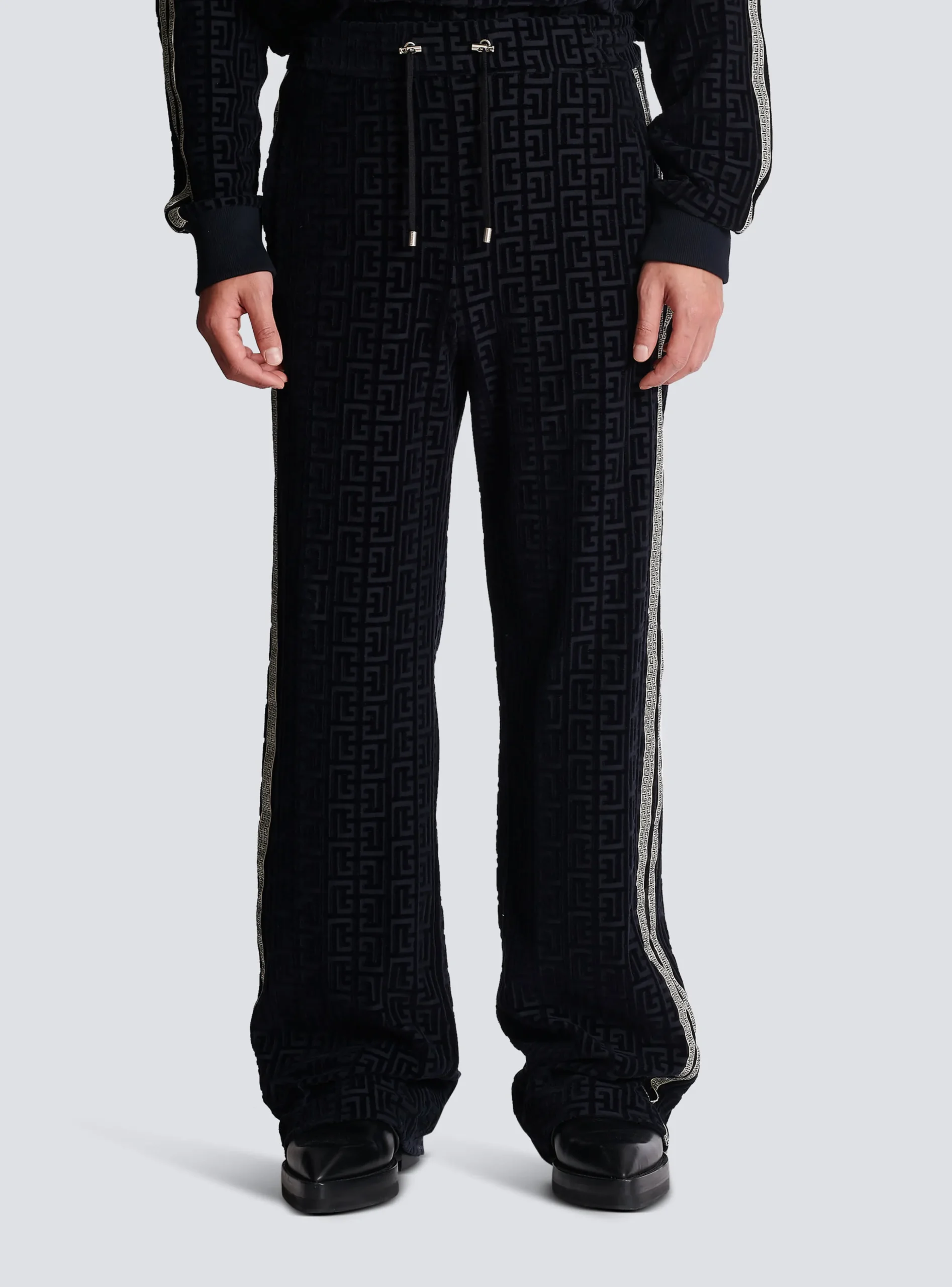 Monogrammed Velvet Joggers-Balmain Store