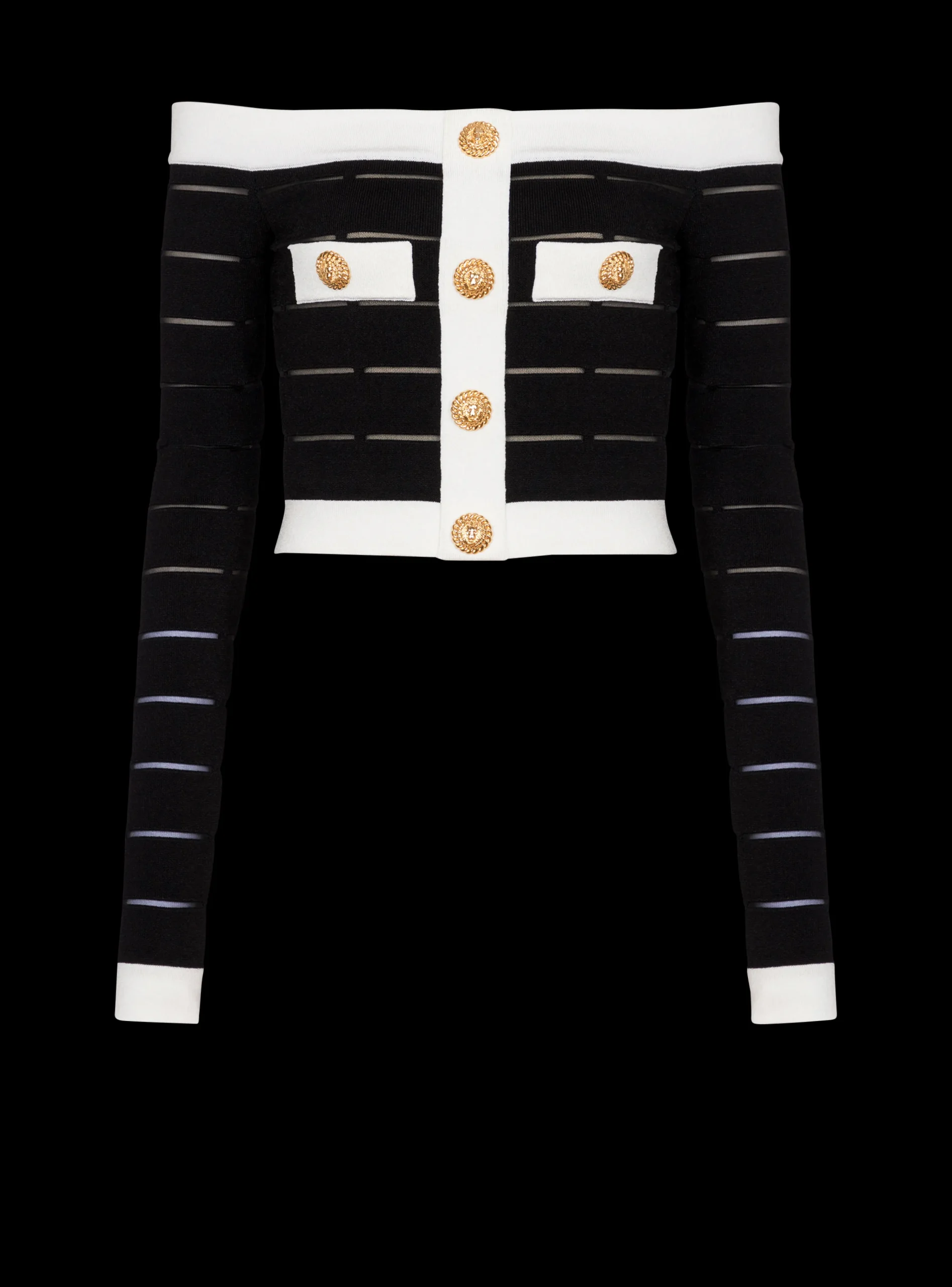 Off-the-shoulder Knit Top-Balmain New