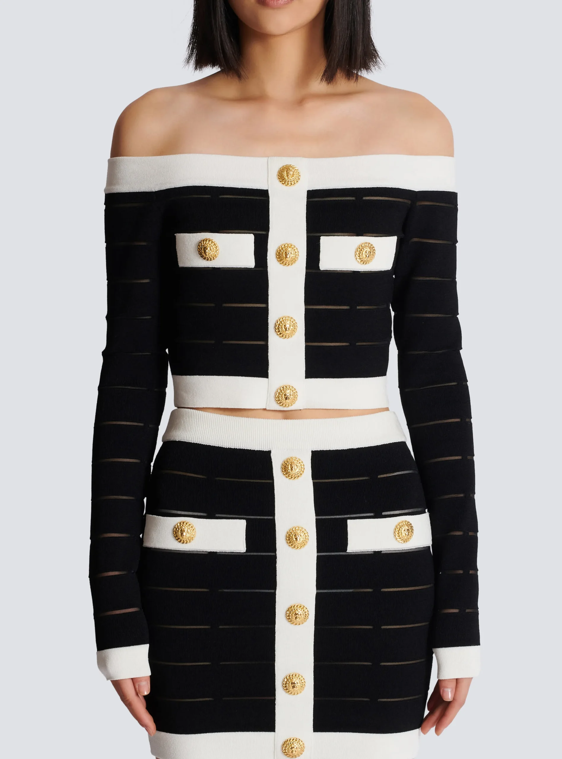 Off-the-shoulder Knit Top-Balmain New