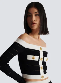 Off-the-shoulder Knit Top-Balmain New