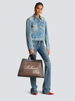 Olivier's Cabas In Canvas And Leather-Balmain Cheap