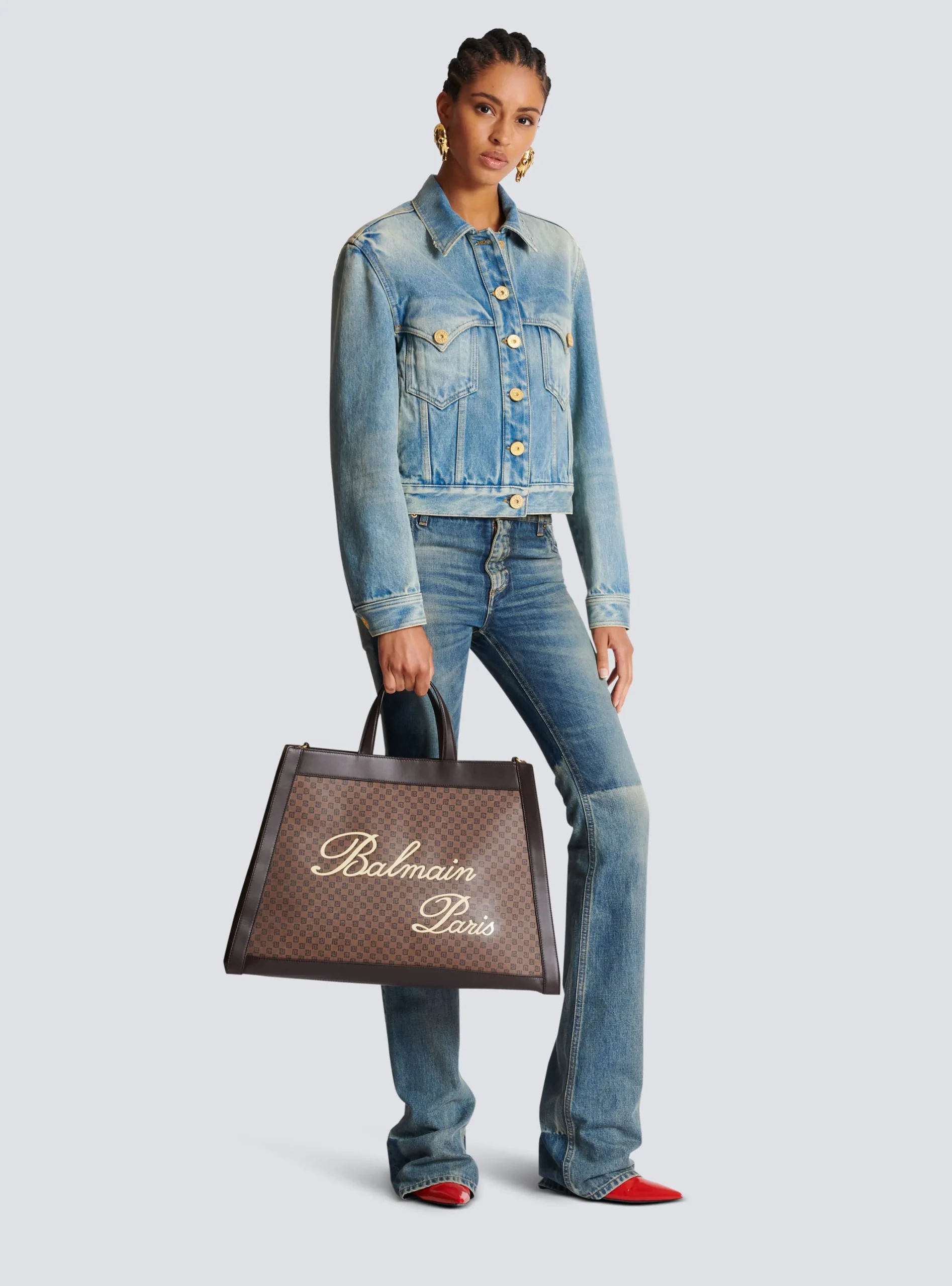 Olivier's Cabas In Canvas And Leather-Balmain Cheap