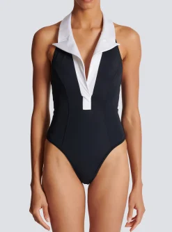 One-piece Swimsuit With Contrasting Collar-Balmain Online