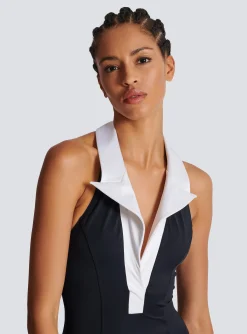 One-piece Swimsuit With Contrasting Collar-Balmain Online