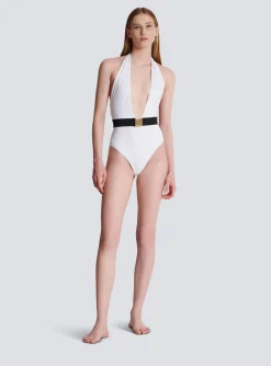 One-piece Swimsuit With PB Belt-Balmain Fashion