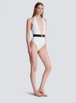One-piece Swimsuit With PB Belt-Balmain Fashion