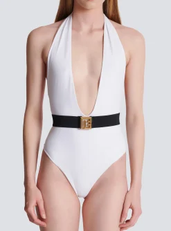 One-piece Swimsuit With PB Belt-Balmain Fashion