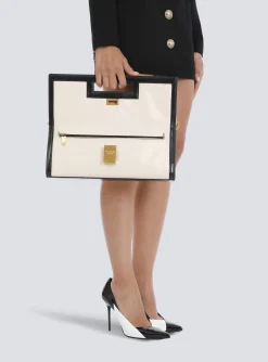 Oversized Black And Leather 1945 Heritage Clutch Bag-Balmain Cheap