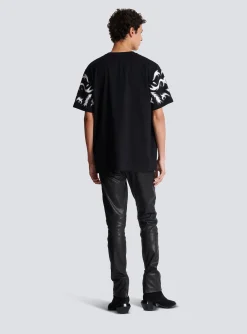 Oversized T-shirt With Laser-cut Baroque Print-Balmain Shop