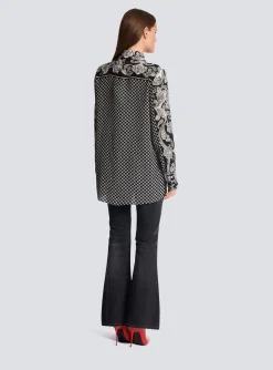 Paisley And Mini Monogram Printed Silk Shirt-Balmain Cheap