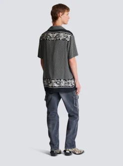 Paisley And Mini Monogram Printed Silk Shirt-Balmain Online