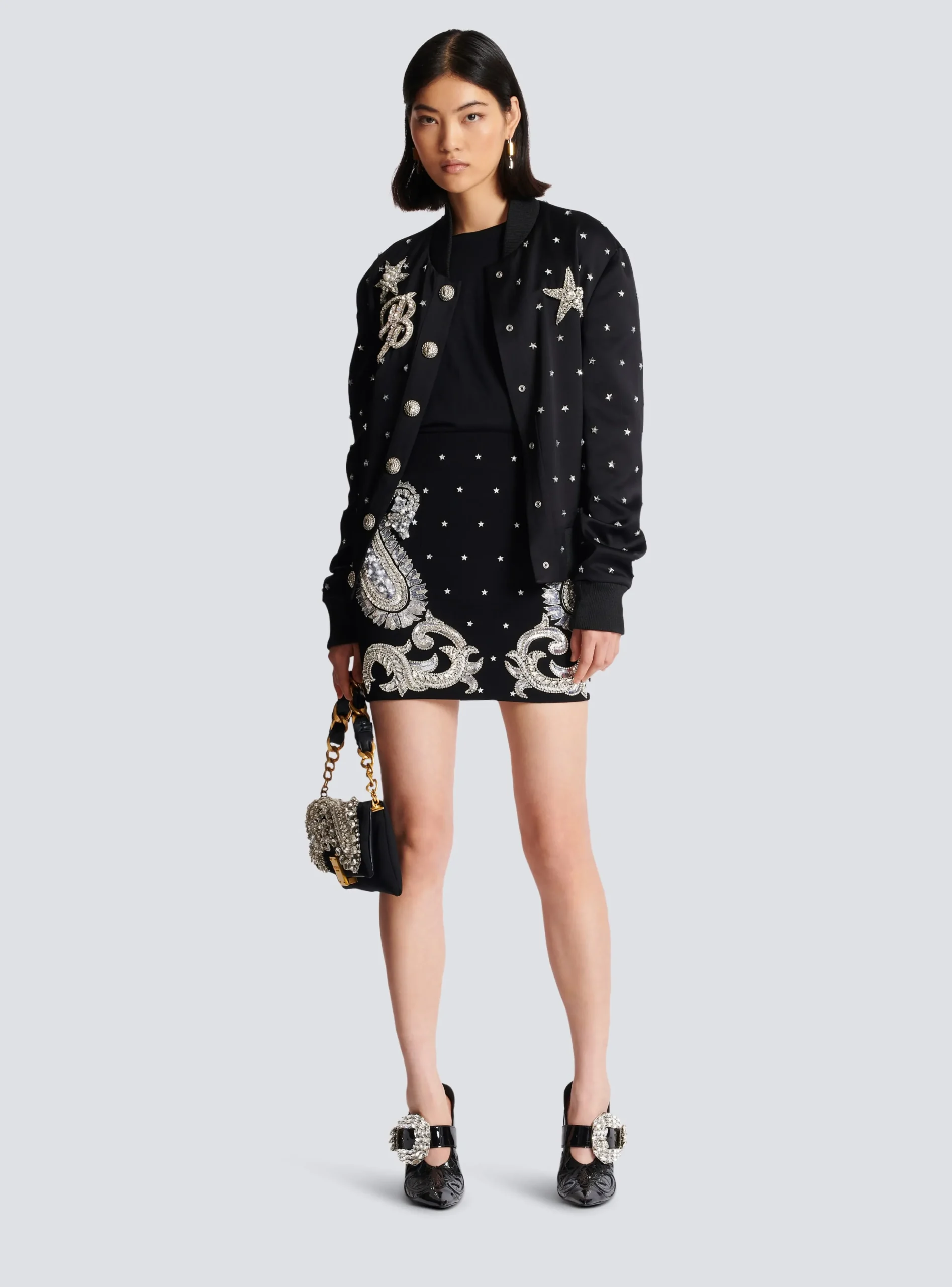 Paisley And Stars Embroidered Skirt-Balmain Clearance