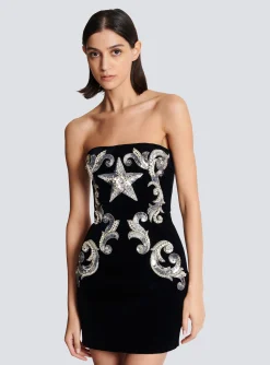 Paisley Embroidered Strapless Dress-Balmain Cheap