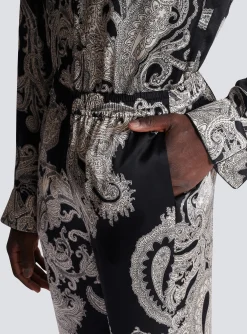 Paisley Print Silk Trousers-Balmain Cheap