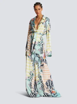 Palazzo Trousers With Baroque Print-Balmain Discount