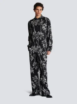 Palm Print Satin Pyjama Trousers-Balmain Shop