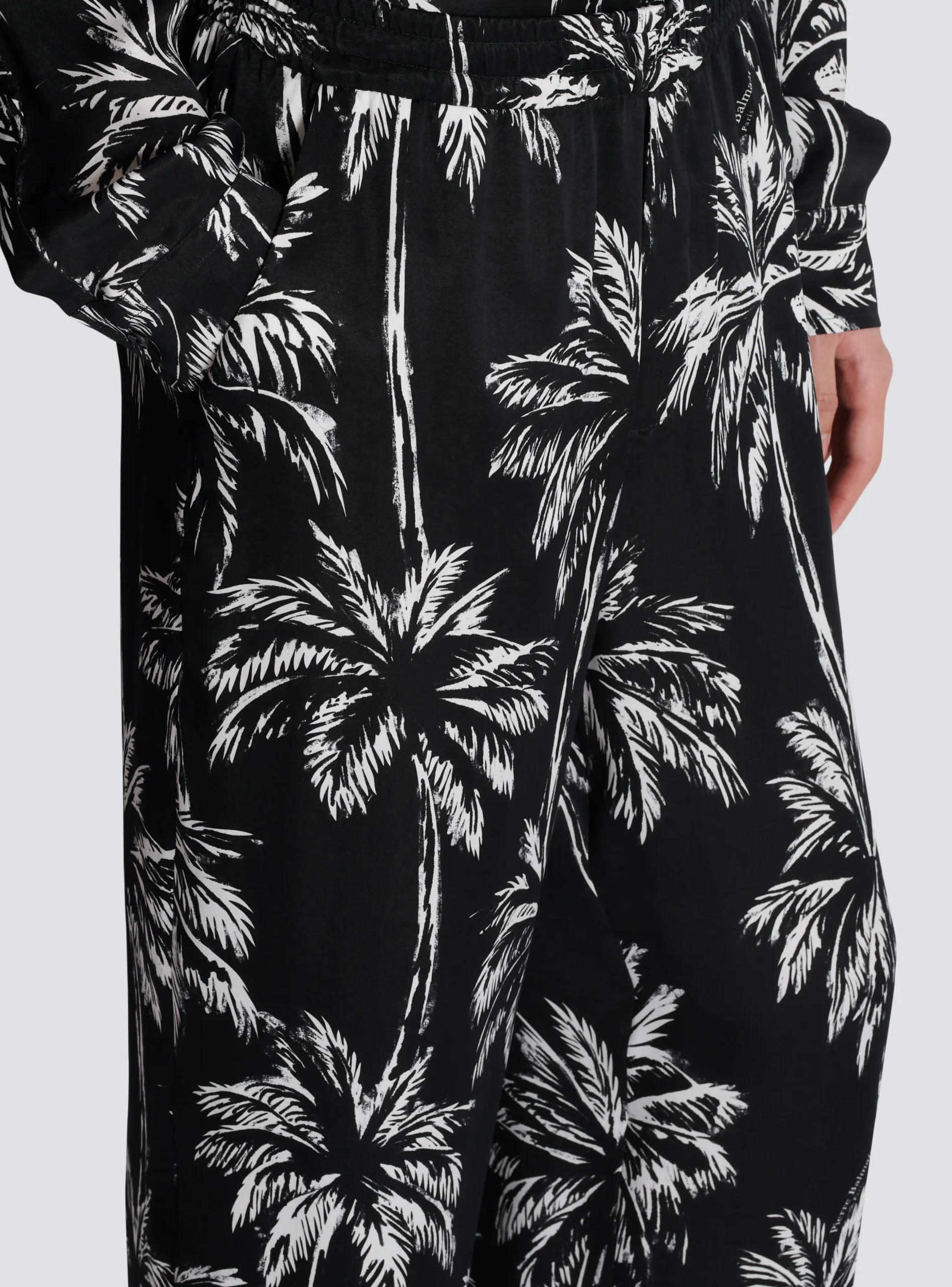 Palm Print Satin Pyjama Trousers-Balmain Shop
