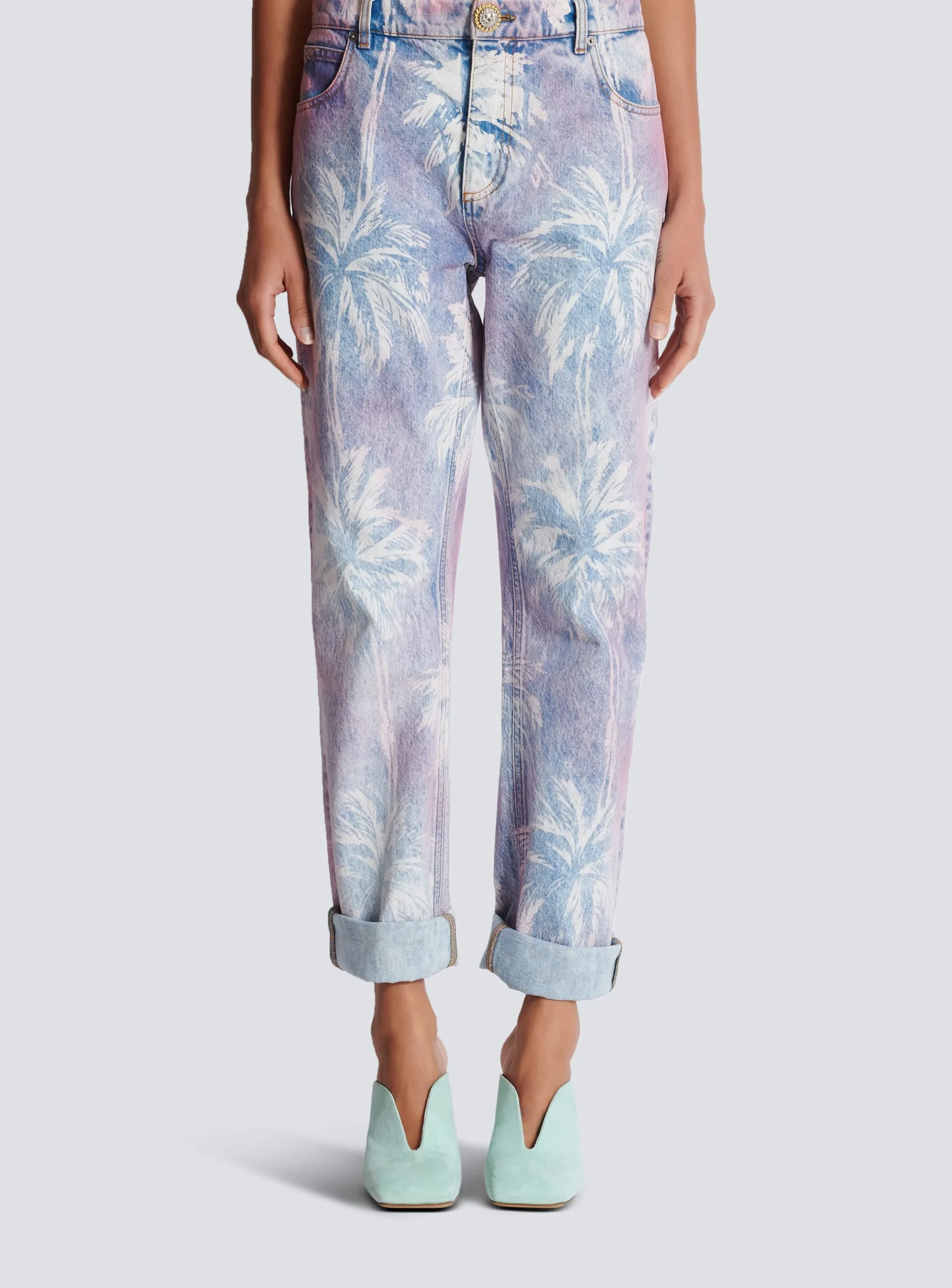 Palm Tree Denim Boyfriend Jeans-Balmain Online