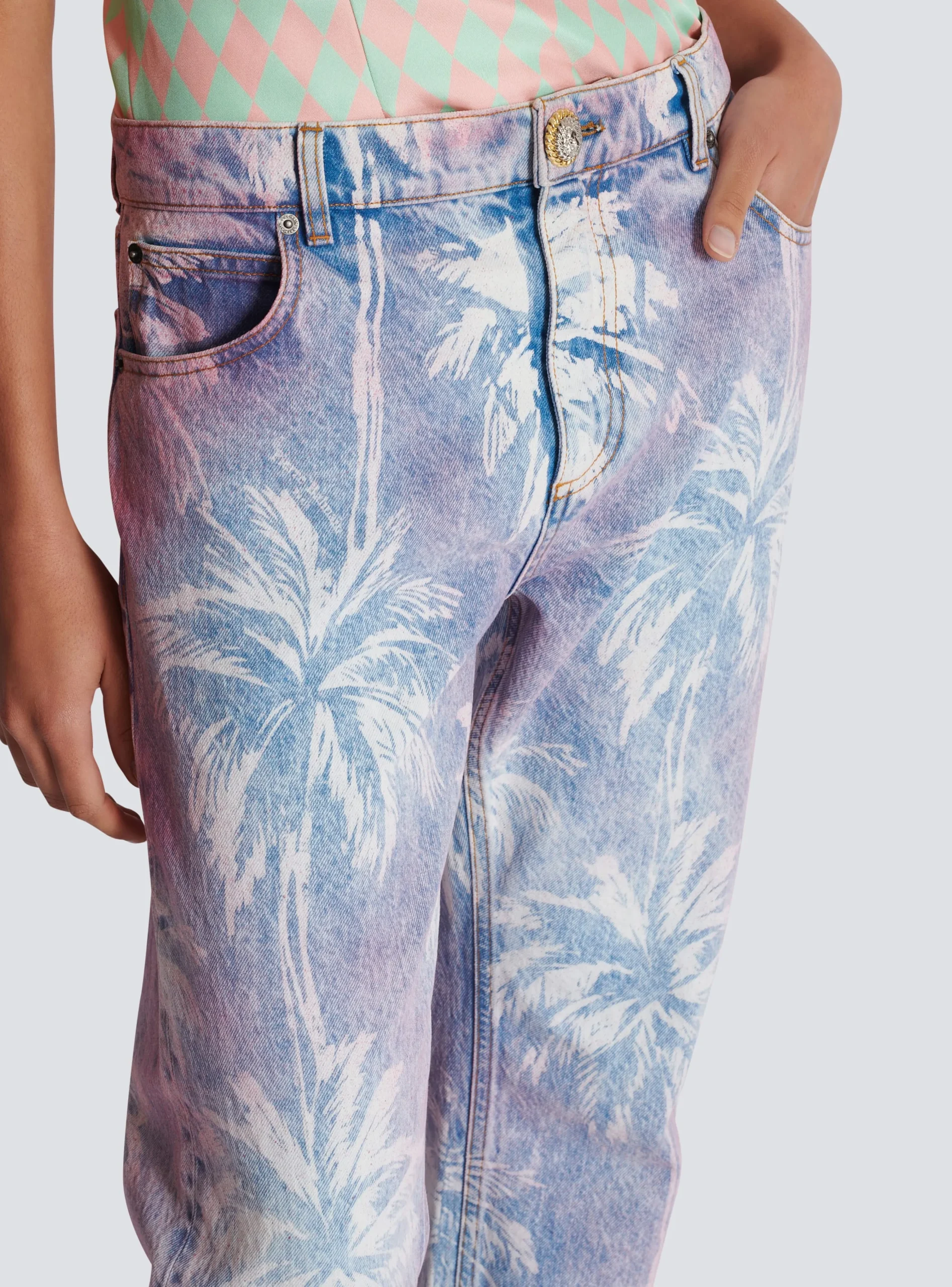 Palm Tree Denim Boyfriend Jeans-Balmain Online