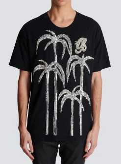 Palm Tree Embroidered T-shirt-Balmain Online