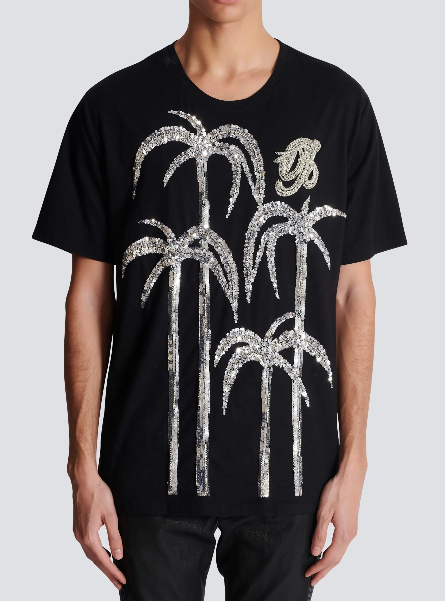 Palm Tree Embroidered T-shirt-Balmain Online
