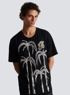 Palm Tree Embroidered T-shirt-Balmain Online
