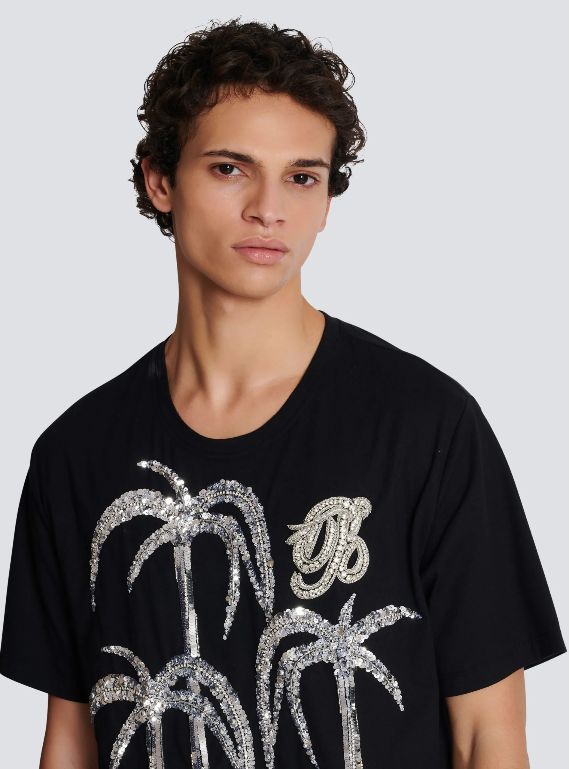 Palm Tree Embroidered T-shirt-Balmain Online