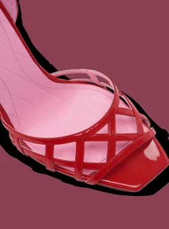 Patent Leather Uma Sandals With Openwork Grid-Balmain Shop