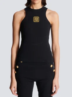 PB Embroidered Tank Top-Balmain Cheap