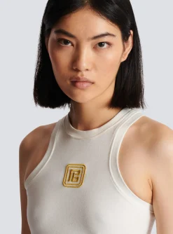 PB Embroidered Tank Top-Balmain Cheap