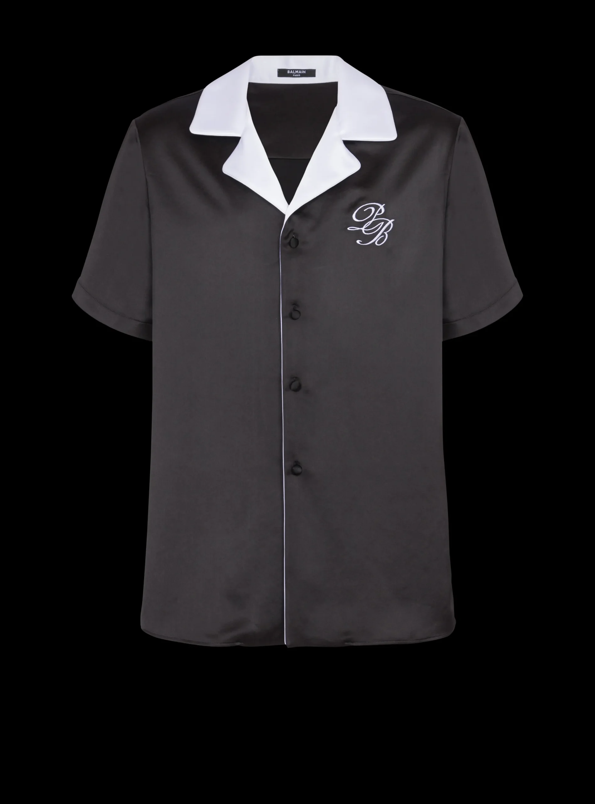 PB Signature Satin Short-sleeved Shirt-Balmain Discount