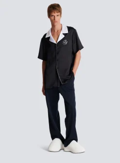 PB Signature Satin Short-sleeved Shirt-Balmain Discount