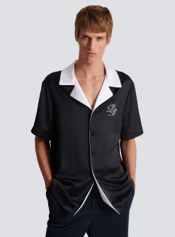 PB Signature Satin Short-sleeved Shirt-Balmain Discount