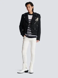PB Signature Tweed Biker Jacket-Balmain Fashion