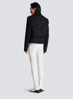 PB Signature Tweed Biker Jacket-Balmain Fashion