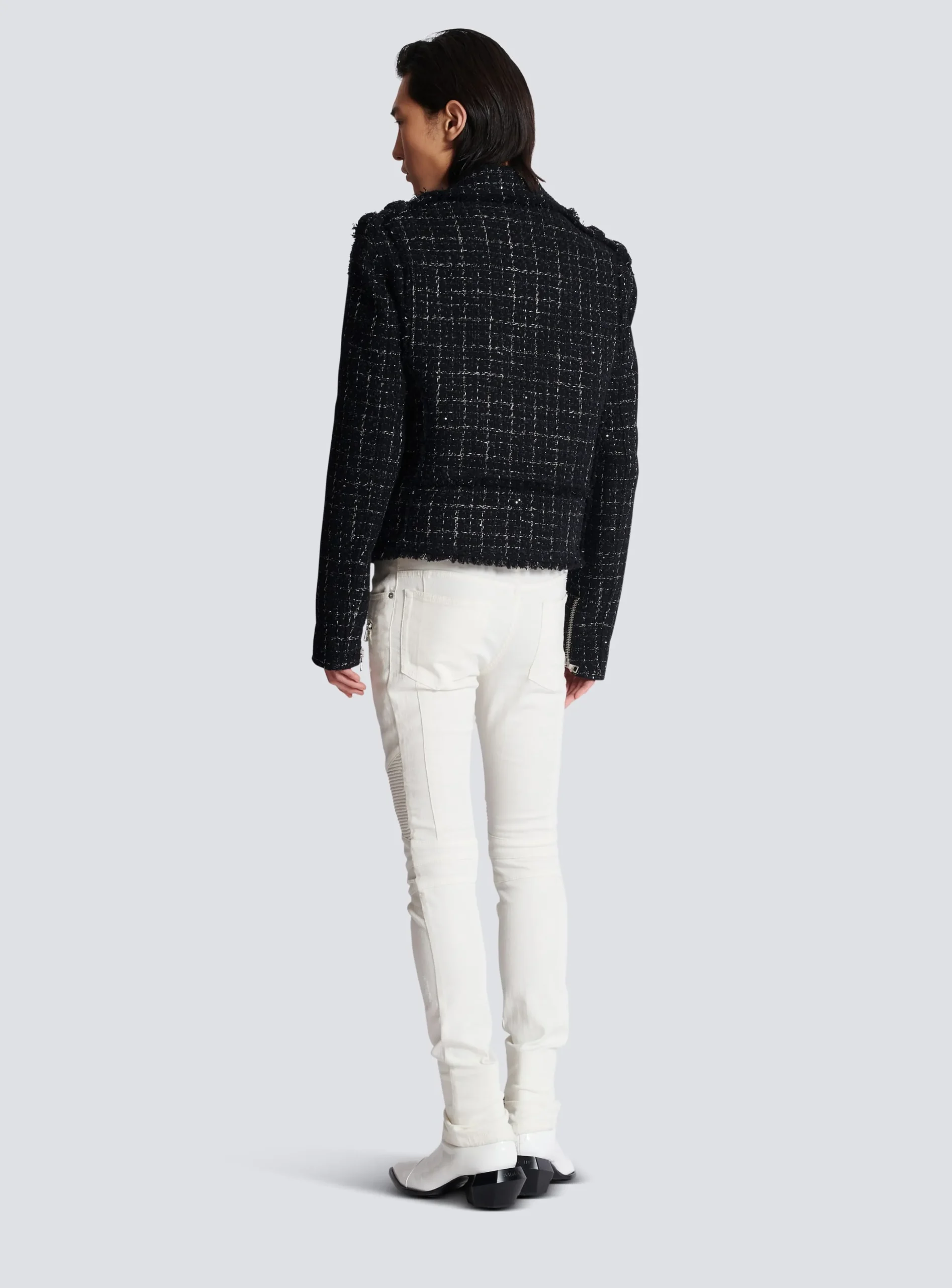PB Signature Tweed Biker Jacket-Balmain Fashion