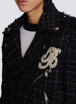PB Signature Tweed Biker Jacket-Balmain Fashion