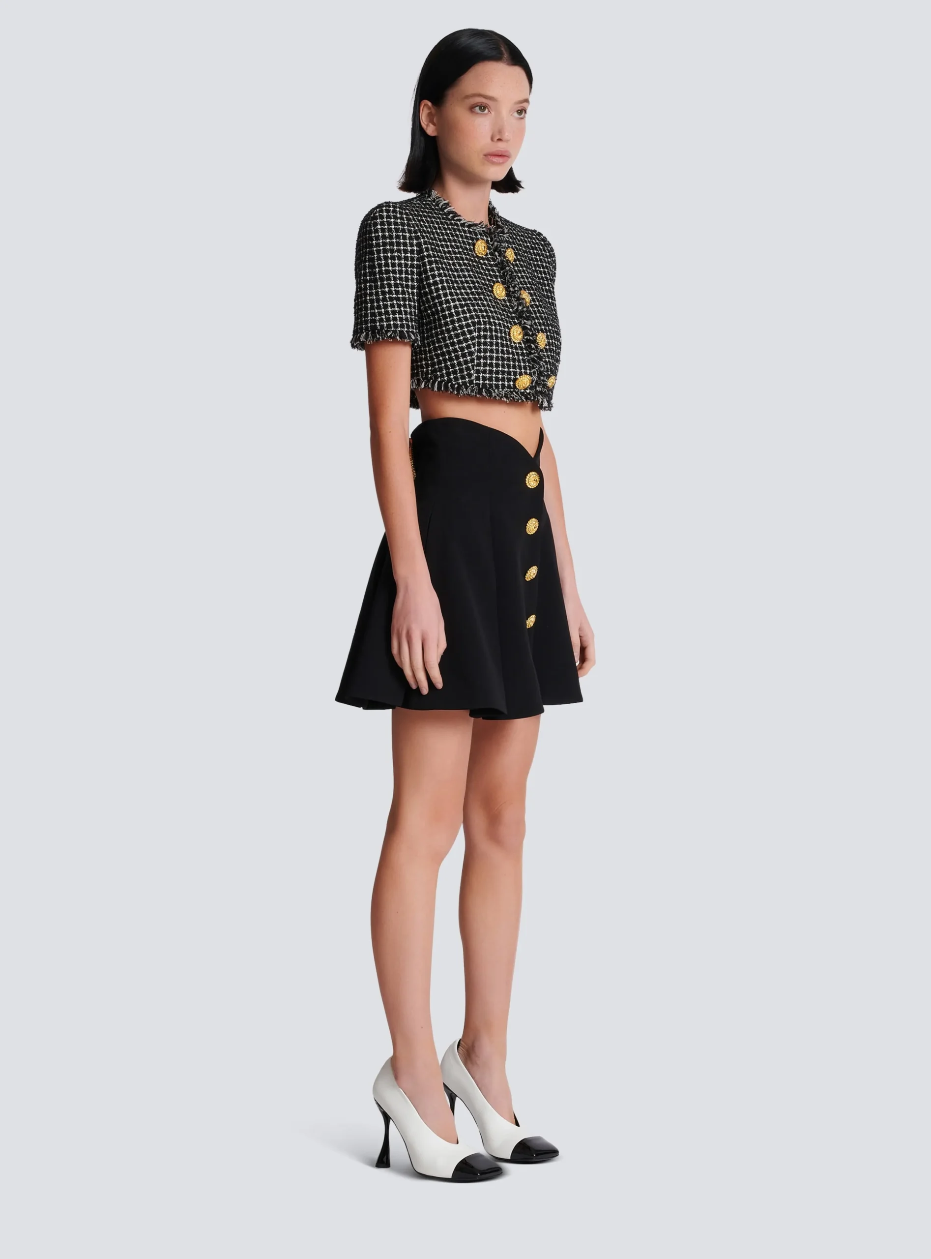 Pleated Crepe Tulip Skirt-Balmain New