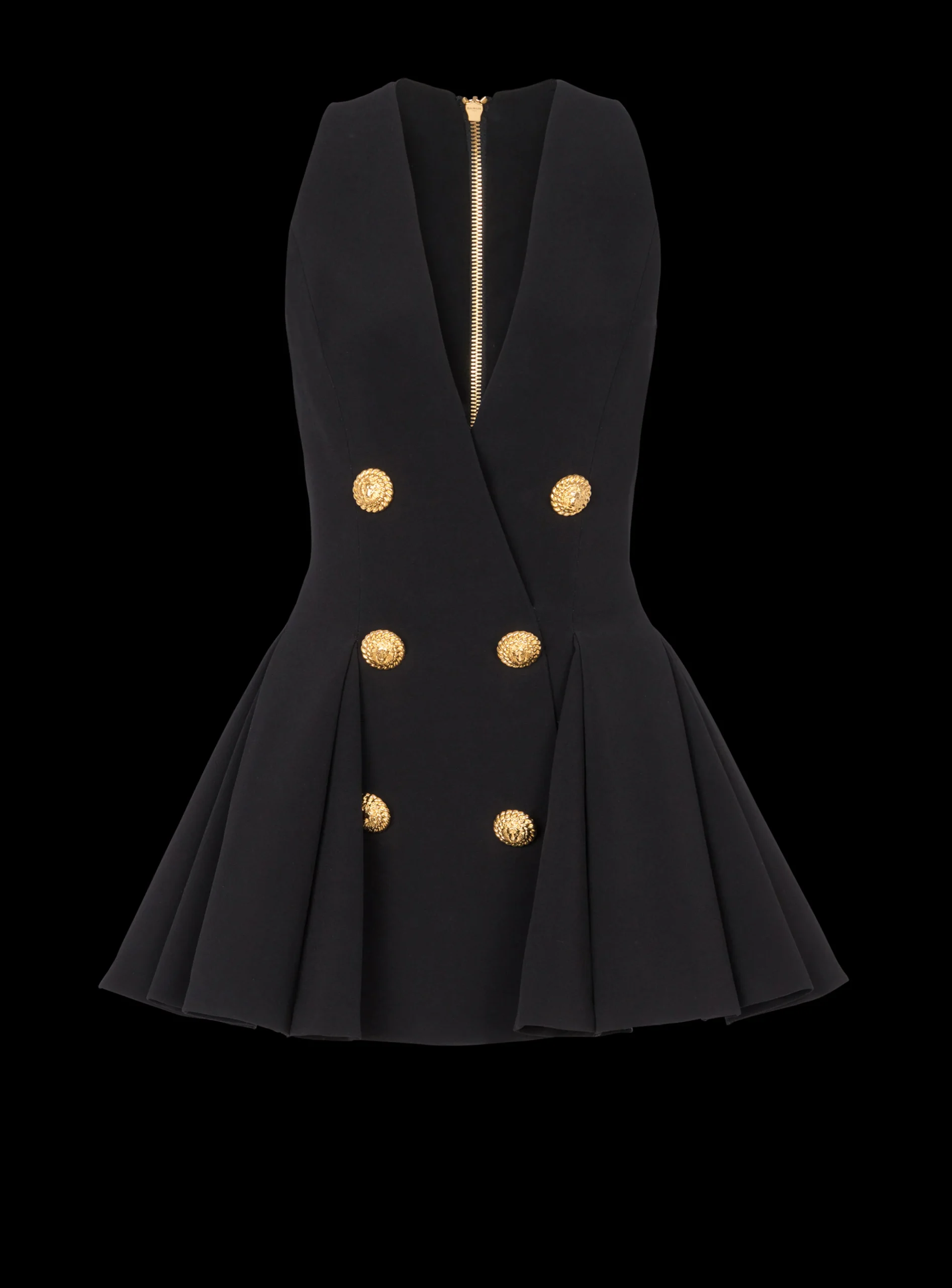 Pleated Flared Crepe Dress-Balmain Shop