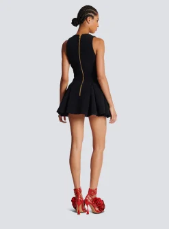 Pleated Flared Crepe Dress-Balmain Shop
