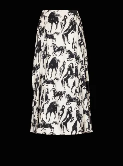 Pleated Midi Skirt In Printed Silk-Balmain Hot