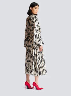 Pleated Midi Skirt In Printed Silk-Balmain Hot