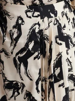 Pleated Midi Skirt In Printed Silk-Balmain Hot