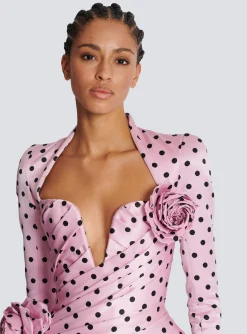 Polka Dots Short Printed Dress-Balmain Cheap
