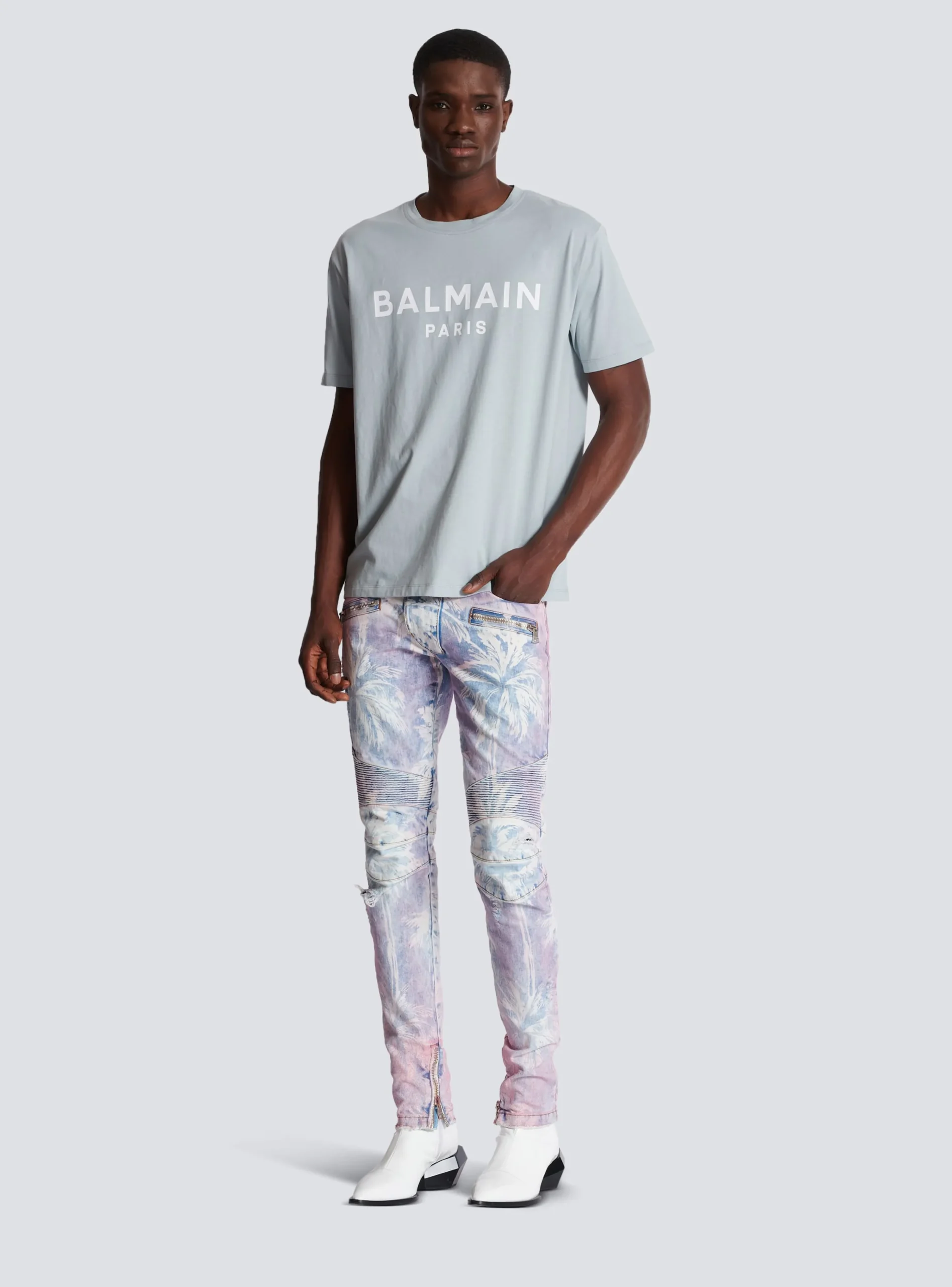 Printed Paris Short-sleeved T-shirt-Balmain Shop