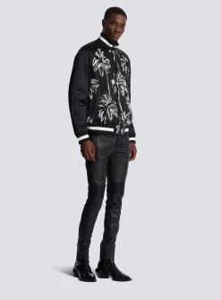 Printed Satin Palm Tree Bomber Jacket-Balmain Clearance