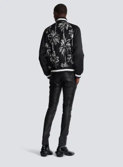 Printed Satin Palm Tree Bomber Jacket-Balmain Clearance