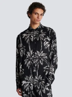 Printed Satin Palm Tree Shirt-Balmain Best