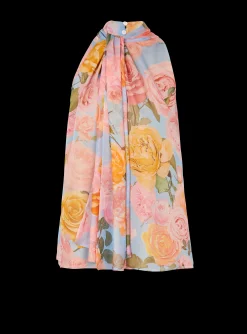 Pussy Bow Top With Pastel Roses Print-Balmain Fashion